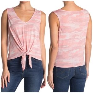 Lucky Brand Pink Camo Tie Front V-Neck Tank Top